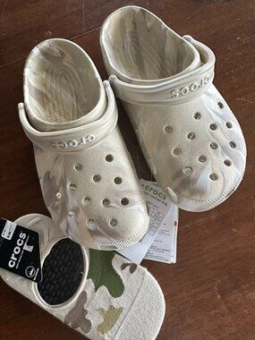 Crocs Classic Marbled Clogs + Matching Socks Bundle